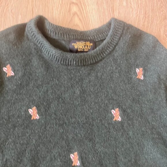 ** California Dream WHO.A.U men’s Surfing bears crewneck sweater M Wool - Picture 6 of 10